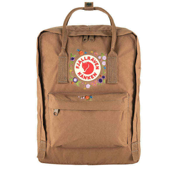 Fjallraven Kanken Classic Embroidered Backpack Khaki Floral