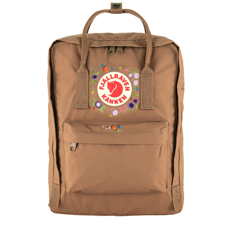 Fjallraven Kanken Classic Embroidered Backpack Khaki Floral