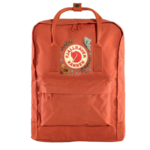 Fjallraven Kanken Classic Embroidered Backpack Rowan Red Butterfly